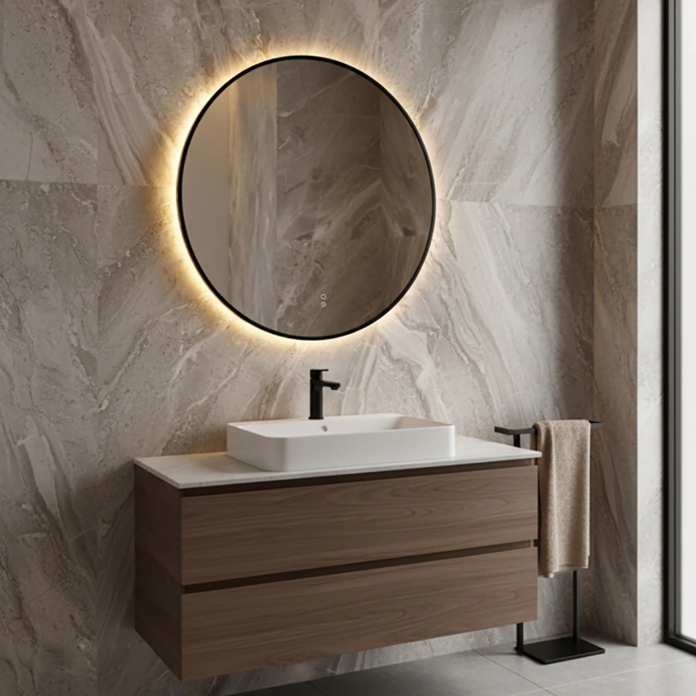 Зеркало Silver Mirrors Монако-Л 2.2 d100 см с подсветкой черная рамка