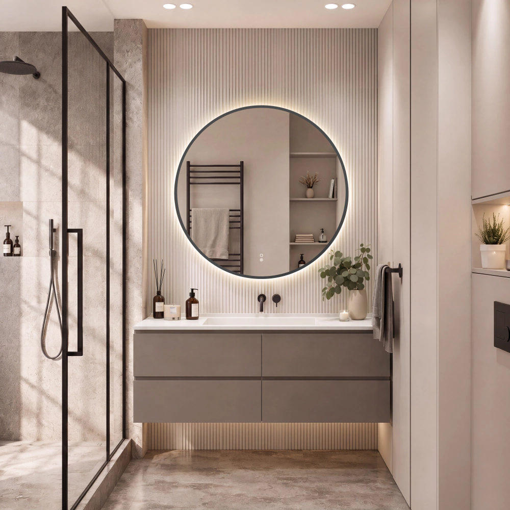 Зеркало Silver Mirrors Монако-Л 2.2 d100 см с подсветкой графитовая рамка