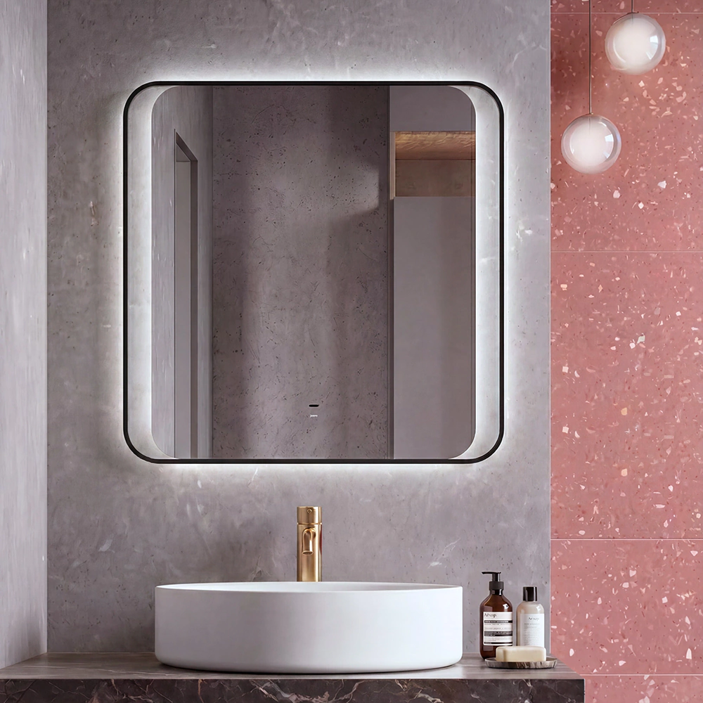 Зеркало Silver Mirrors Позитано 80х80 см с подсветкой черная рамка