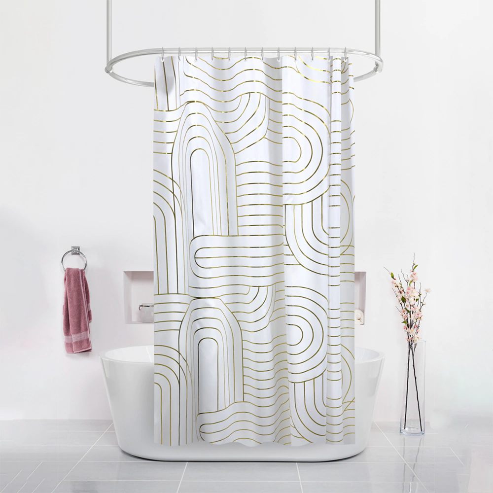 Текстильная штора для ванной Dasch Золотая арка 180x200 см бело-золотая
