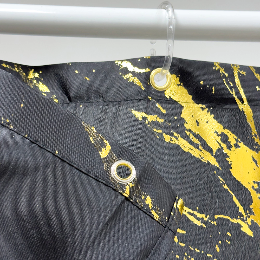 Текстильная штора для ванной Dasch Черное золото 180x200 см черно-золотая