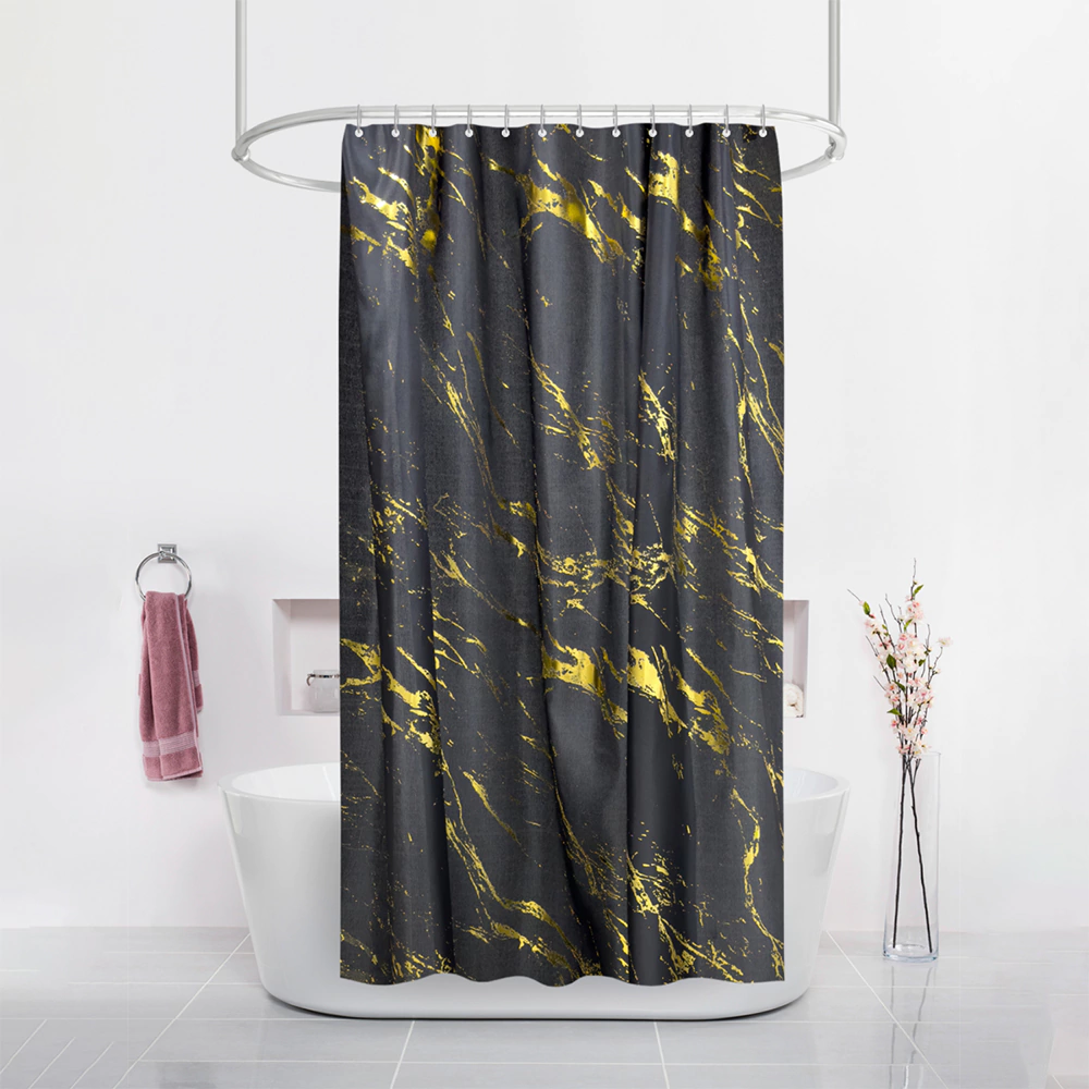 Текстильная штора для ванной Dasch Черное золото 180x200 см черно-золотая