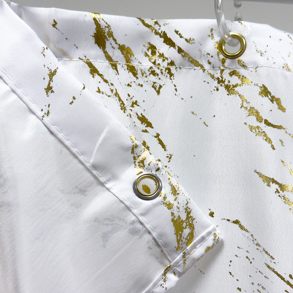 Текстильная штора для ванной Dasch Золото в мраморе 180x200 см бело-золотая