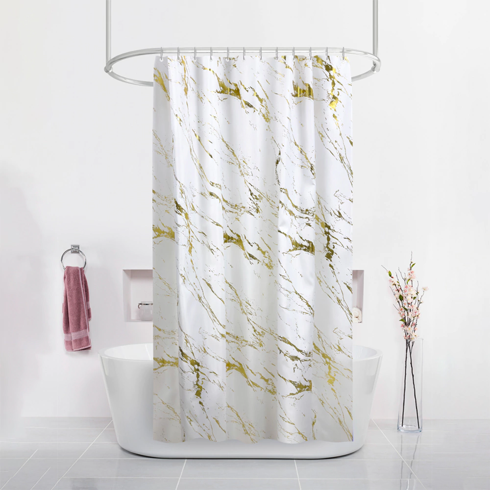 Текстильная штора для ванной Dasch Золото в мраморе 180x200 см бело-золотая