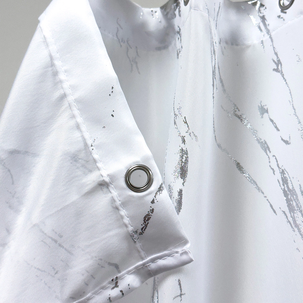 Текстильная штора для ванной Dasch Серебро в мраморе 180x200 см бело-серебряная