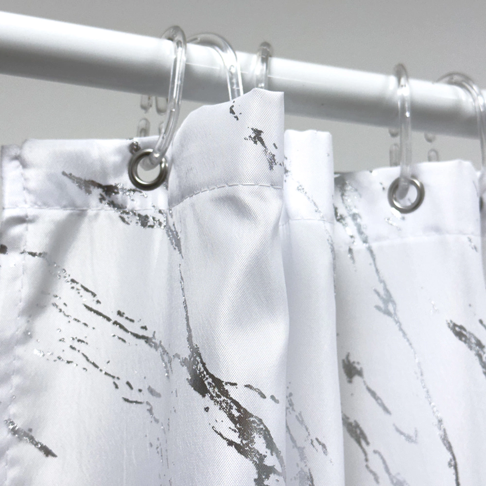 Текстильная штора для ванной Dasch Серебро в мраморе 180x200 см бело-серебряная