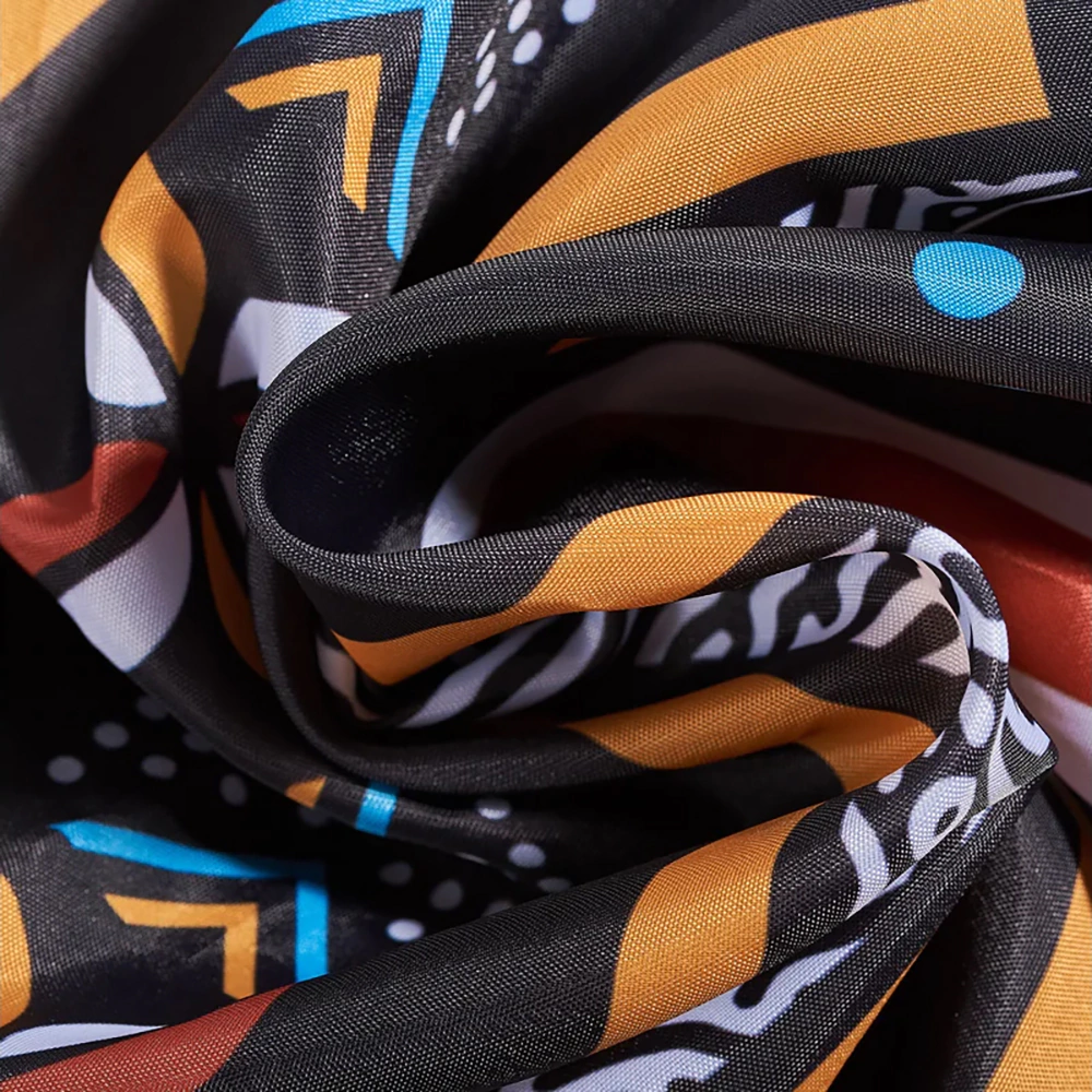 Текстильная штора для ванной Moroshka Bantu 200х180 см черно-оранжевая