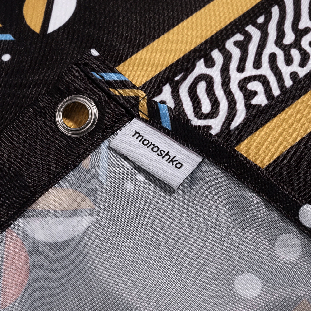 Текстильная штора для ванной Moroshka Bantu 200х180 см черно-оранжевая