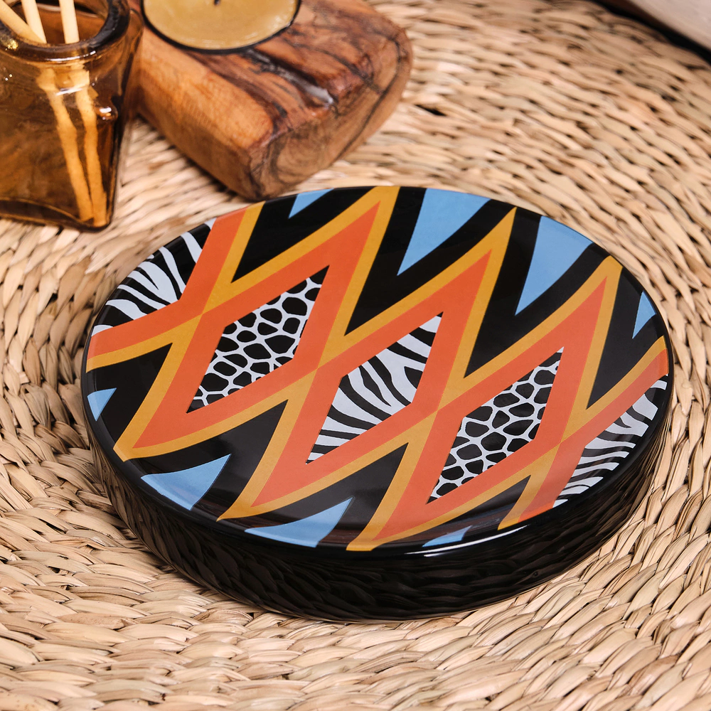 Мыльница Moroshka Bantu керамика черно-оранжевая