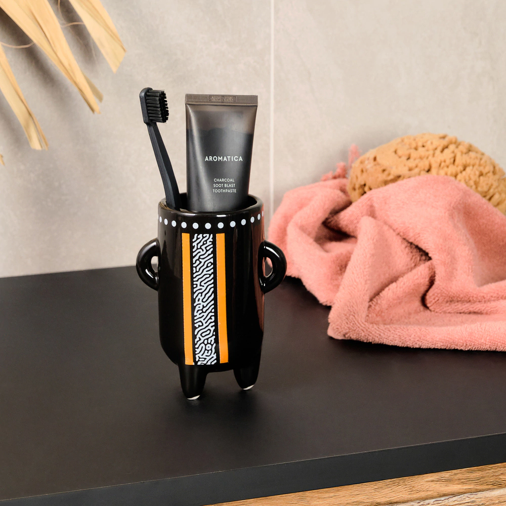 Стакан Moroshka Bantu керамика черно-оранжевый