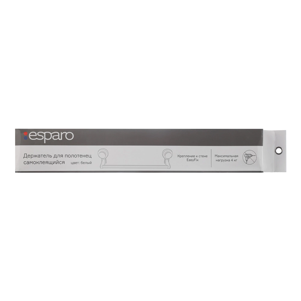 Держатель для полотенец esparo Basic штанга силиконовое крепление белый