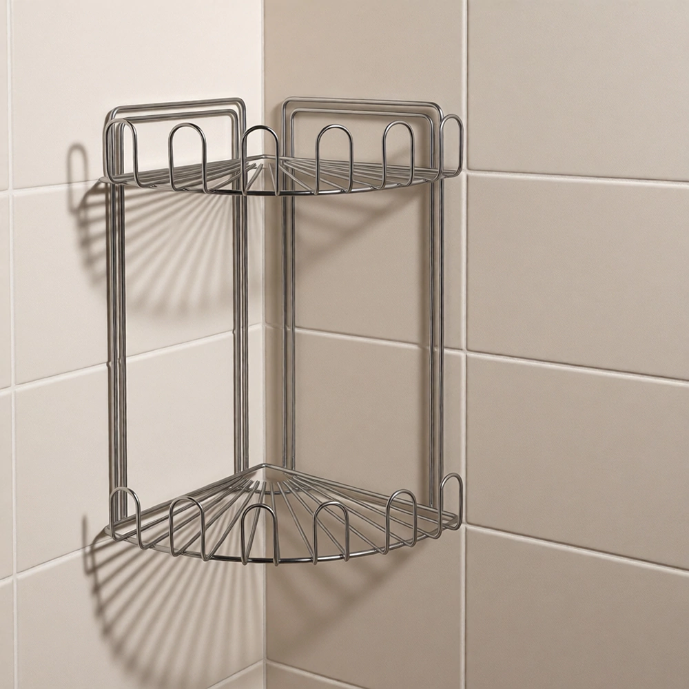 Полка сетчатая VANSTORE Flower 2-ярусная угловая нержавеющая сталь