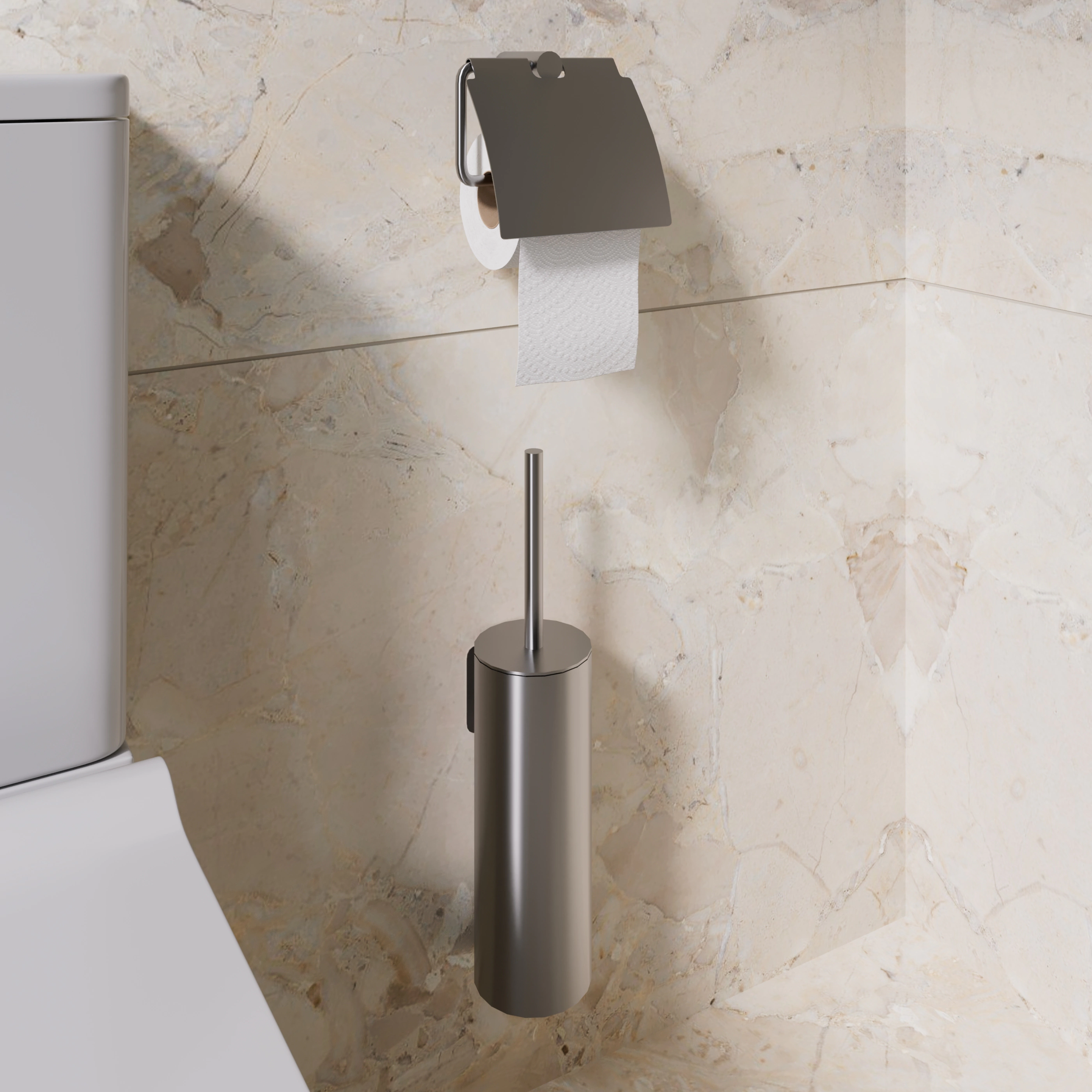 Держатель для туалетной бумаги FLUMEN Orlean с крышкой сатин