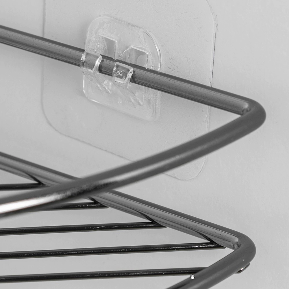 Полка сетчатая PROFFERO 3-ярусная угловая с крючками графит