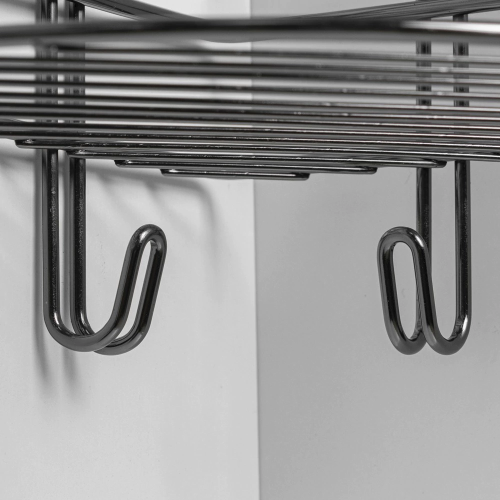 Полка сетчатая PROFFERO 3-ярусная угловая с крючками графит