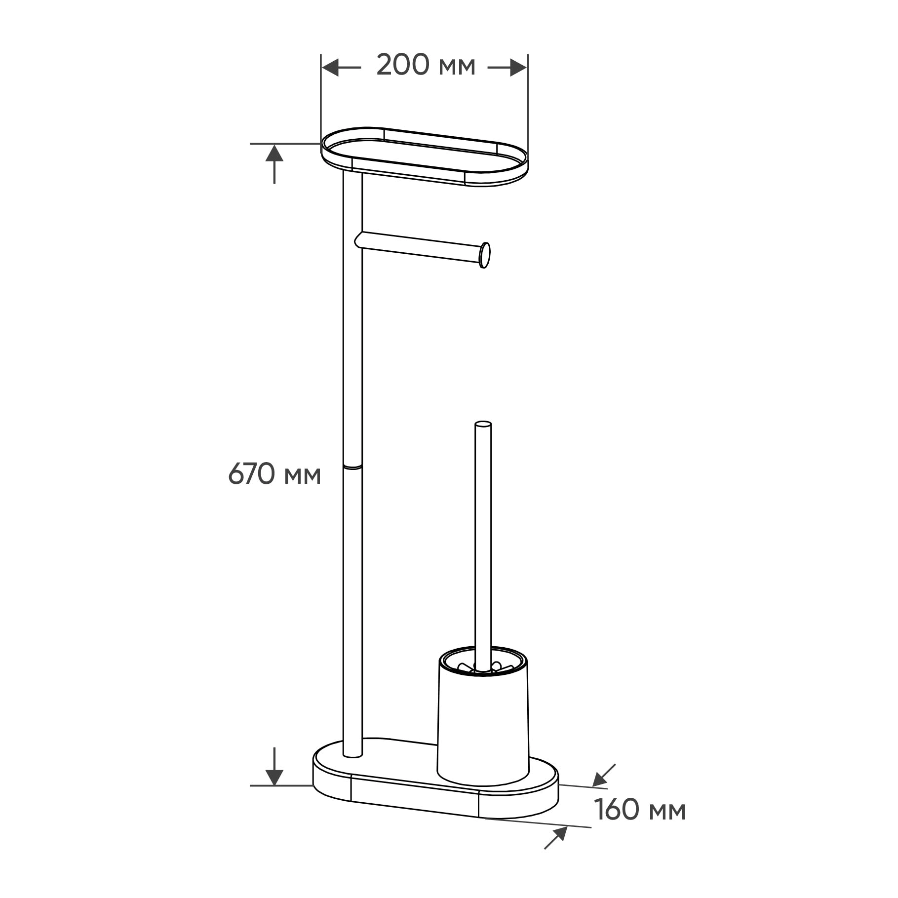 Стойка FLUMEN с ершиком и держателем для туалетной бумаги белая
