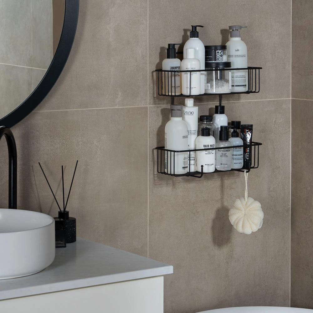 Полка сетчатая ЧМЗ Кора 2 яруса прямая черная