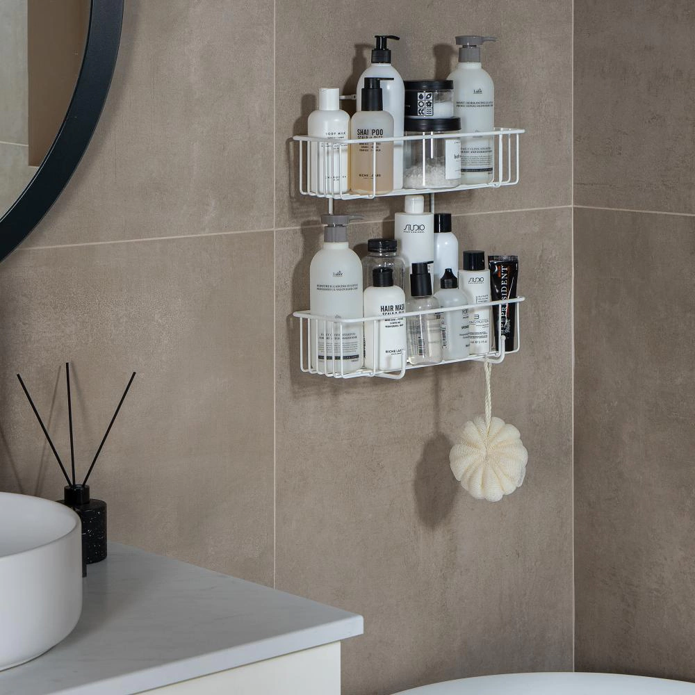 Полка сетчатая ЧМЗ Кора 2 яруса прямая белая