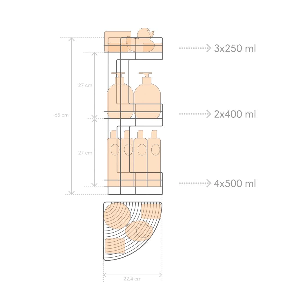 Полка сетчатая ЧМЗ Новые горизонты 3 яруса угловая хром