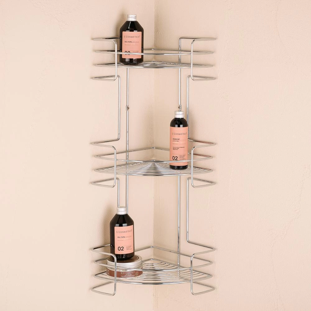 Полка сетчатая ЧМЗ Новые горизонты 3 яруса угловая хром