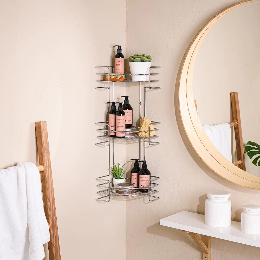 Полка сетчатая ЧМЗ Новые горизонты 3 яруса угловая хром