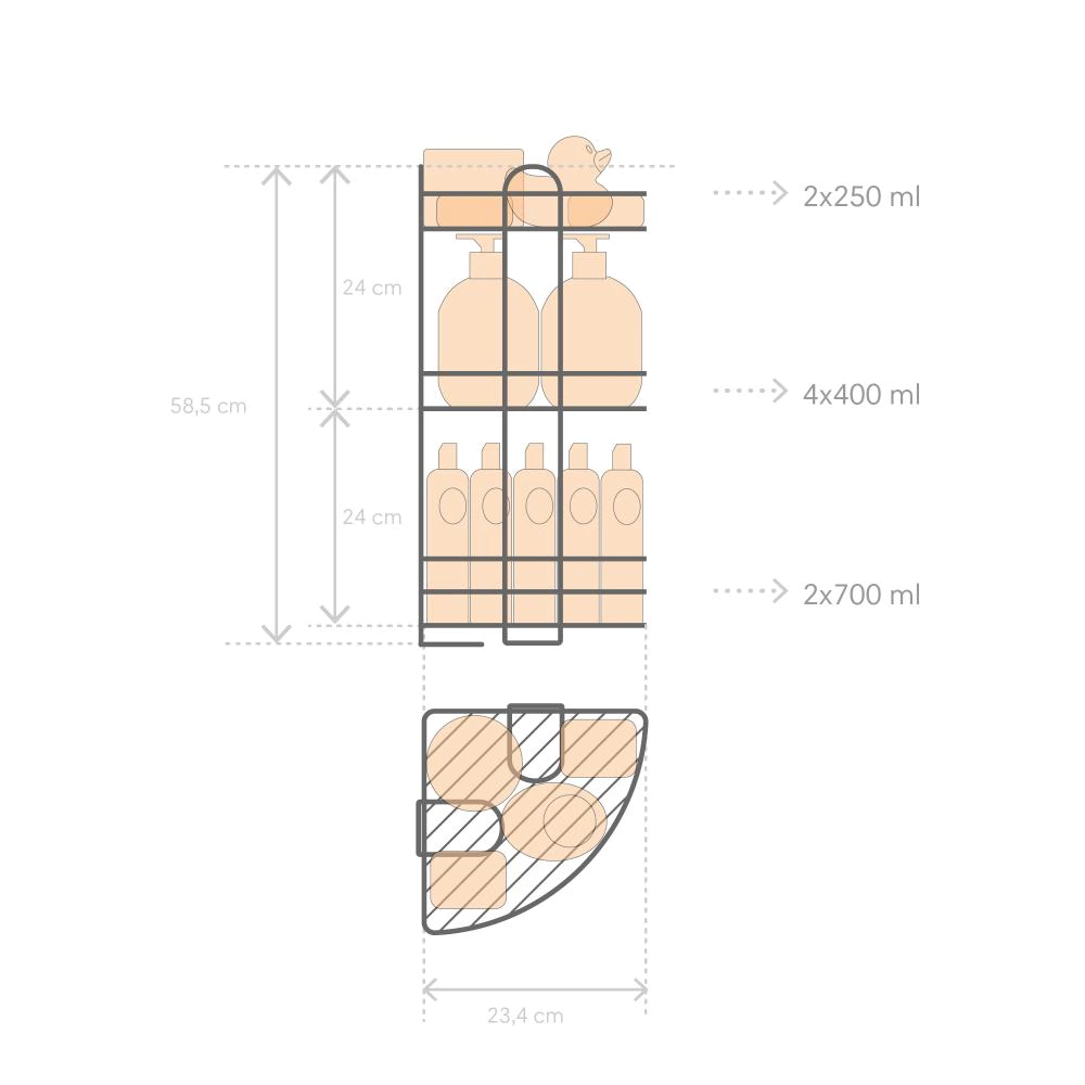 Полка сетчатая ЧМЗ 3 яруса угловая серая