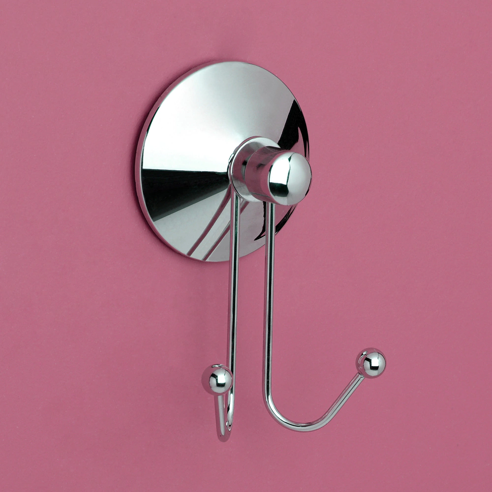 Крючок двойной Verran Real на вакуумной присоске хром