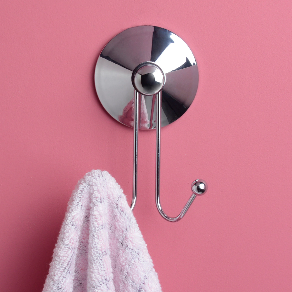 Крючок двойной Verran Real на вакуумной присоске хром