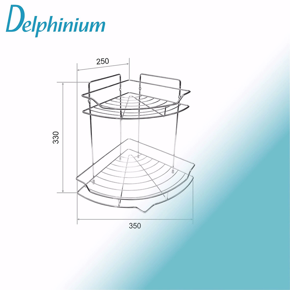 Полка сетчатая Delphinium 2-ярусная угловая сектор хром