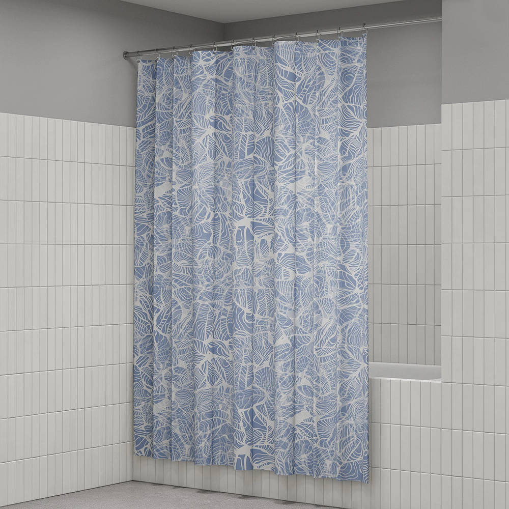 Текстильная штора для ванной IDDIS Celadon blue 180х200 см голубая