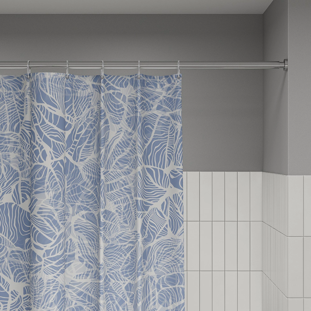 Текстильная штора для ванной IDDIS Celadon blue 180х200 см голубая