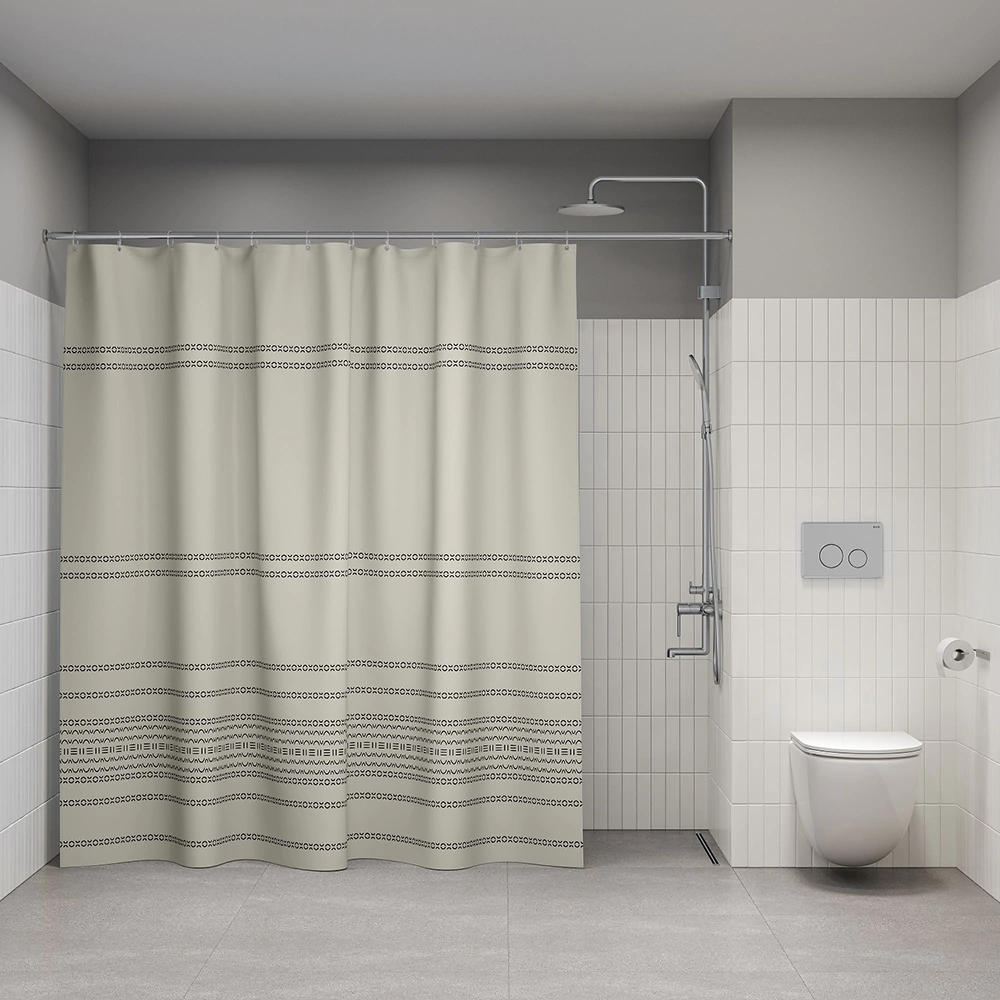 Текстильная штора для ванной IDDIS Ance 200х240 см бежево-черная