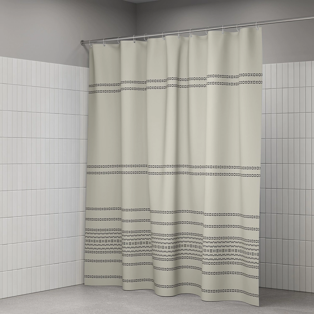 Текстильная штора для ванной IDDIS Ance 200х240 см бежево-черная