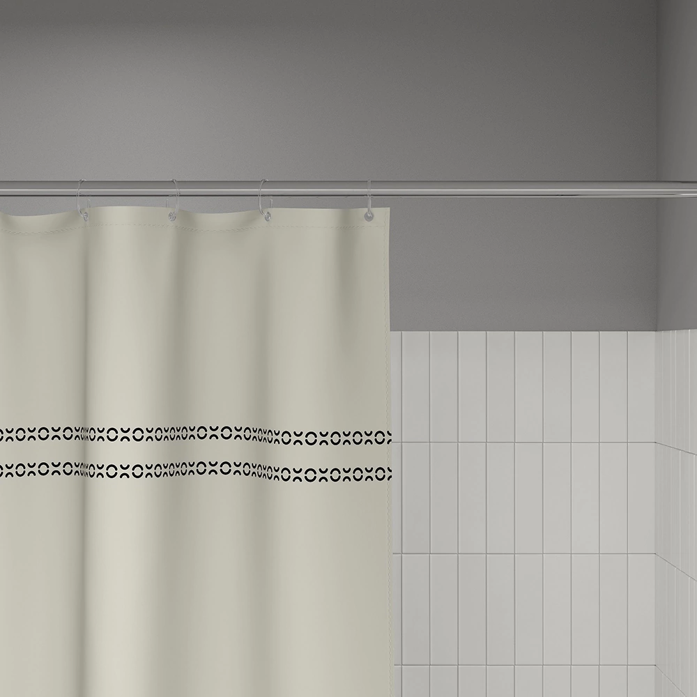 Текстильная штора для ванной IDDIS Ance 200х240 см бежево-черная