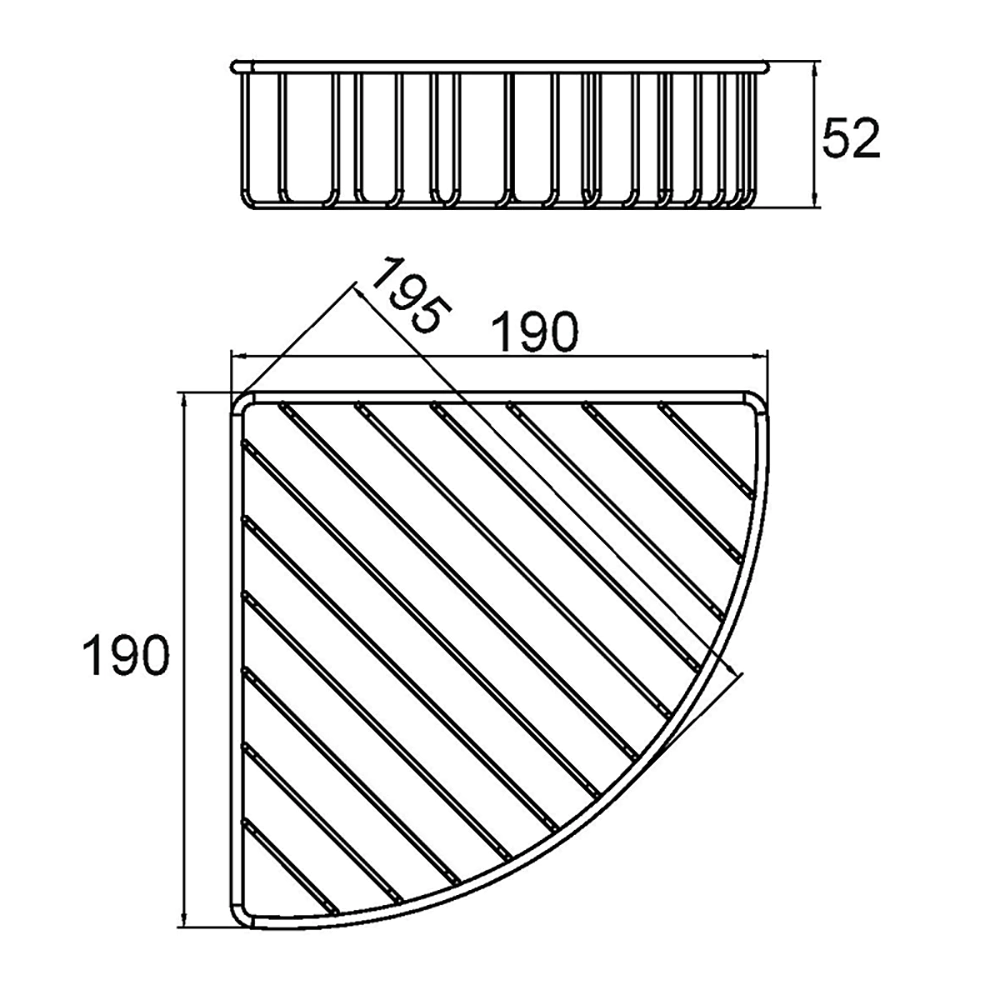Полка сетчатая Milardo 1-ярусная угловая хром