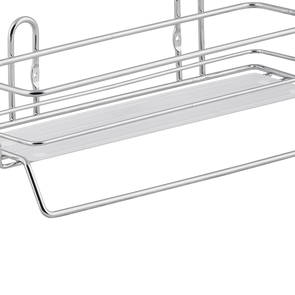 Полка сетчатая ЧМЗ 1 ярус прямая с пластиковыми вставками хром