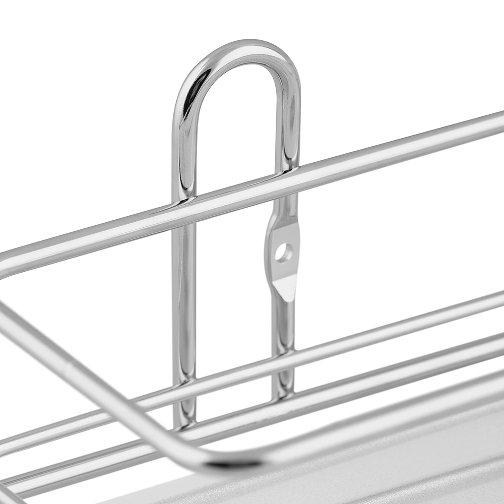 Полка сетчатая ЧМЗ 1 ярус прямая с пластиковыми вставками хром