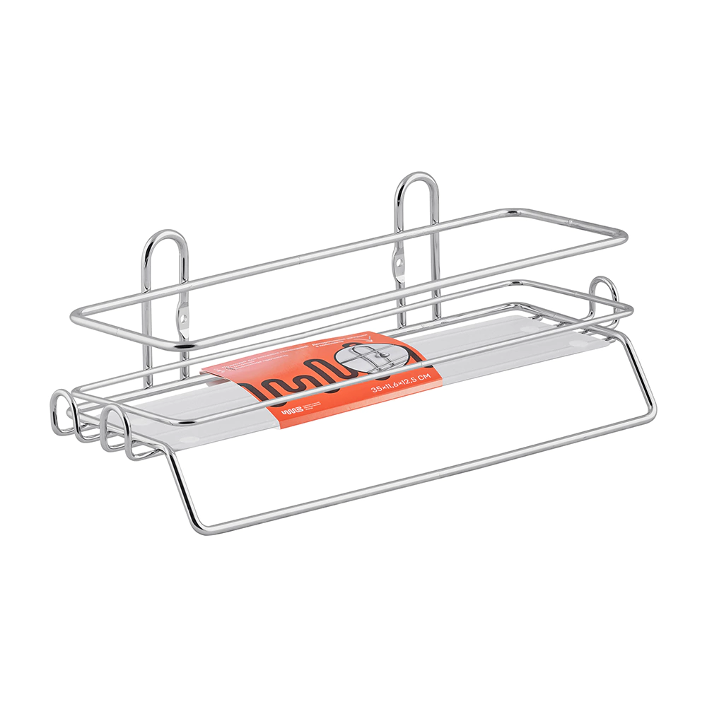 Полка сетчатая ЧМЗ 1 ярус прямая с пластиковыми вставками хром