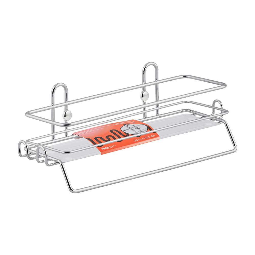 Полка сетчатая ЧМЗ 1 ярус прямая с пластиковыми вставками хром