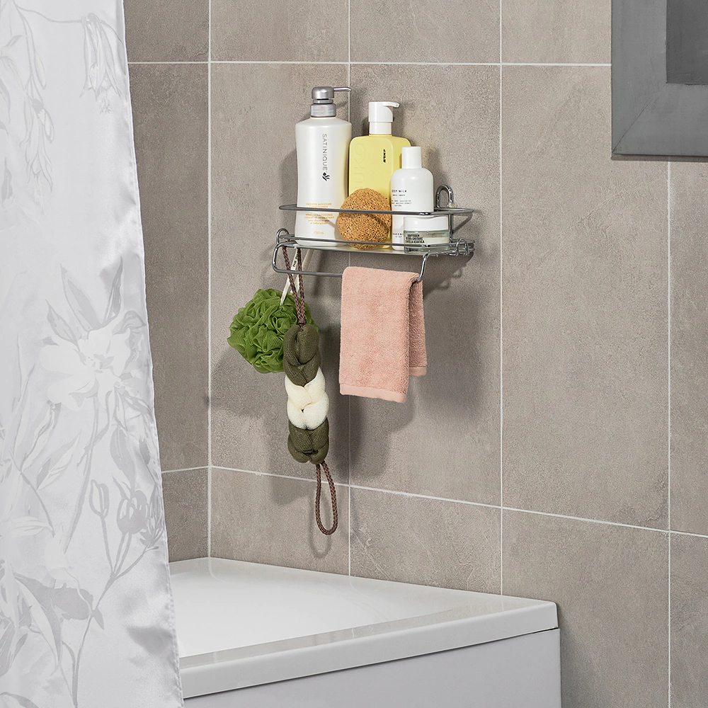 Полка сетчатая ЧМЗ 1 ярус прямая с пластиковыми вставками хром