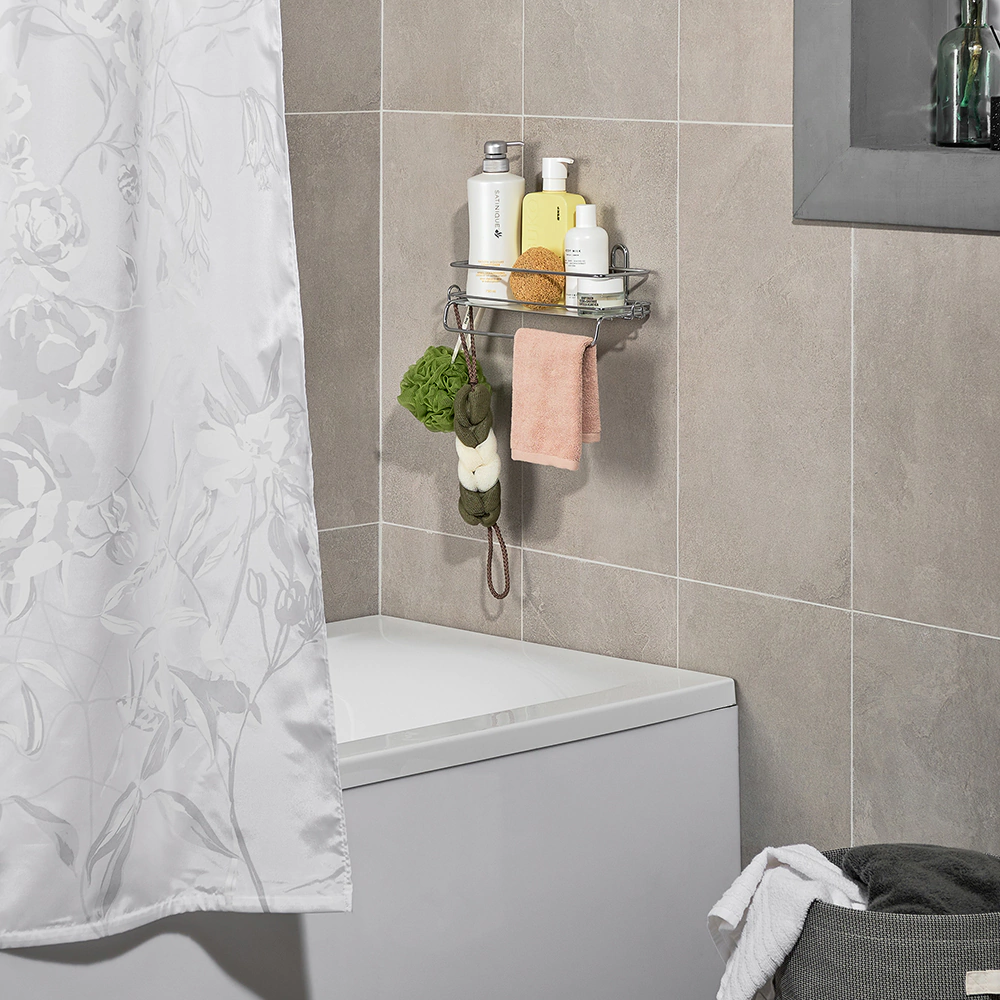 Полка сетчатая ЧМЗ 1 ярус прямая с пластиковыми вставками хром