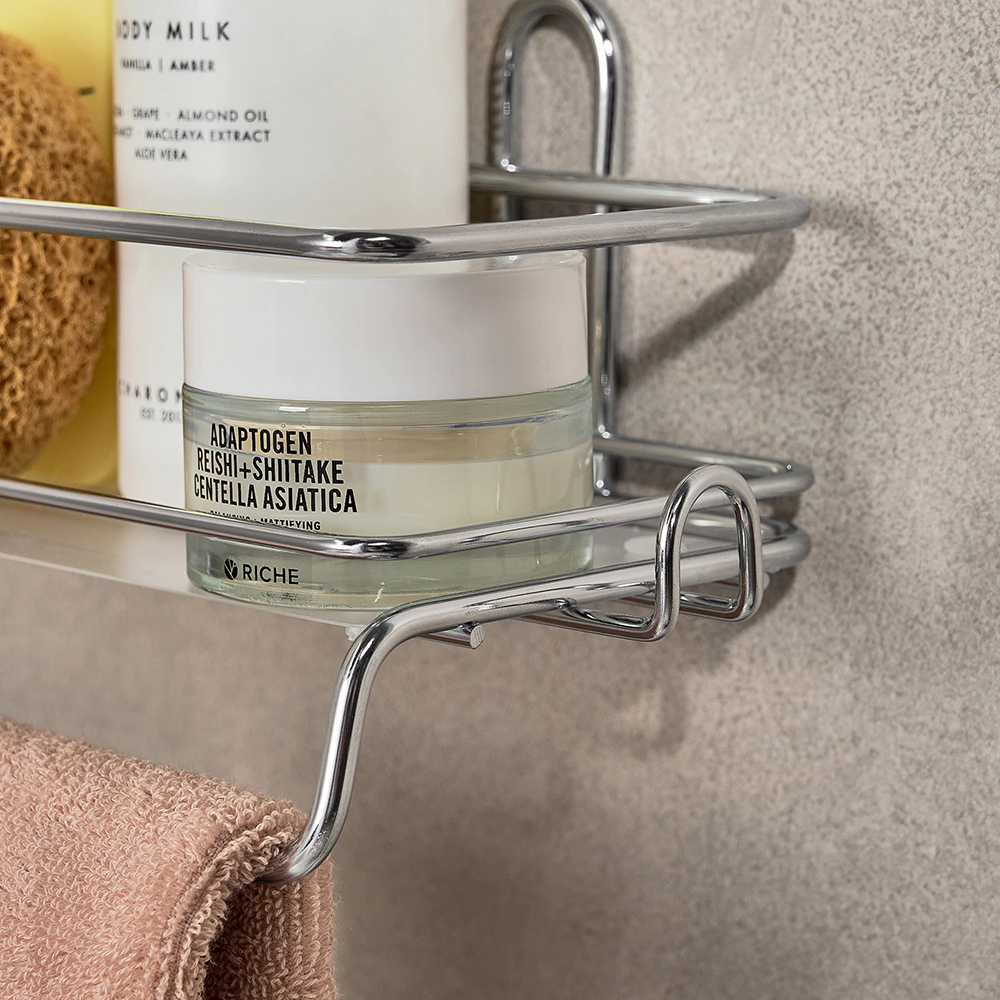 Полка сетчатая ЧМЗ 1 ярус прямая с пластиковыми вставками хром