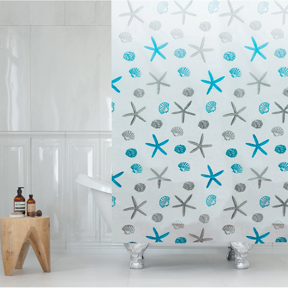 Штора для ванной Delphinium Мозаика 180x180 см ПВХ бело-голубая