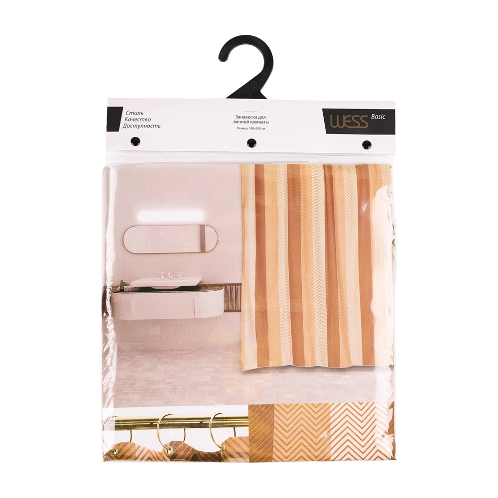 Штора для ванной WESS Linum 180х200 см текстиль бежевая