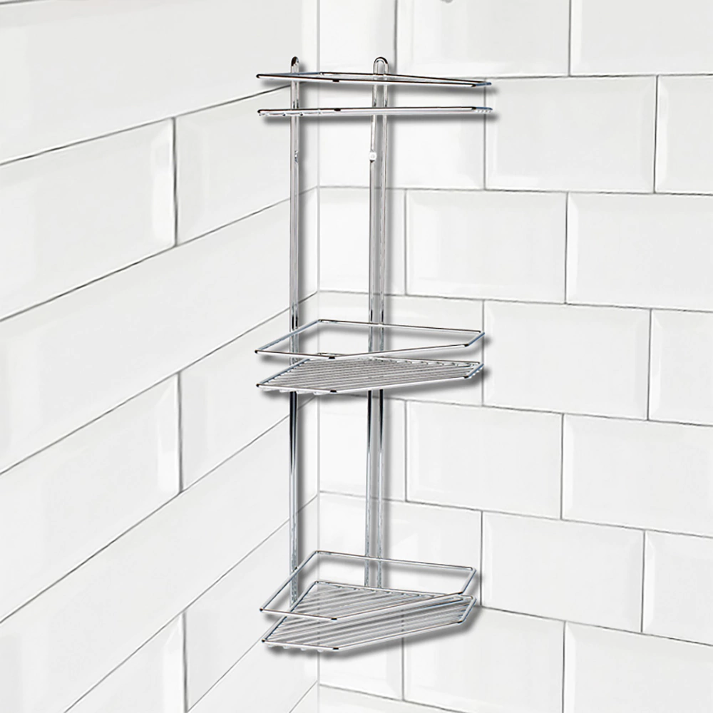 Полка сетчатая Delphinium 3-ярусная угловая трапеция хром