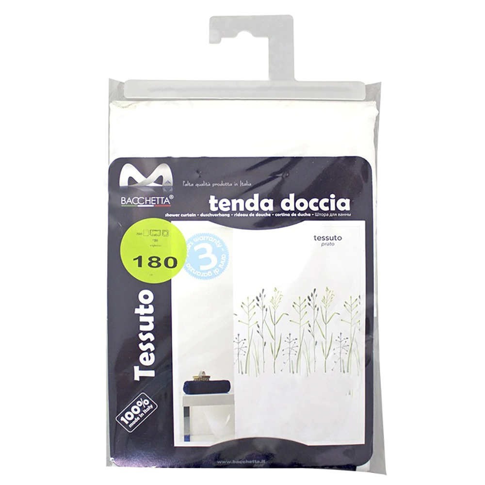 Штора для ванной BACCHETTA Prato 180х200 см текстиль бело-зеленая