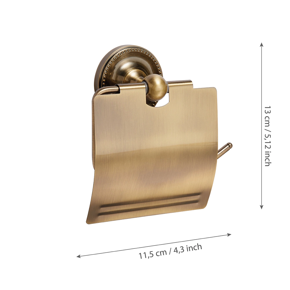Держатель для туалетной бумаги Fora Real с крышкой бронза