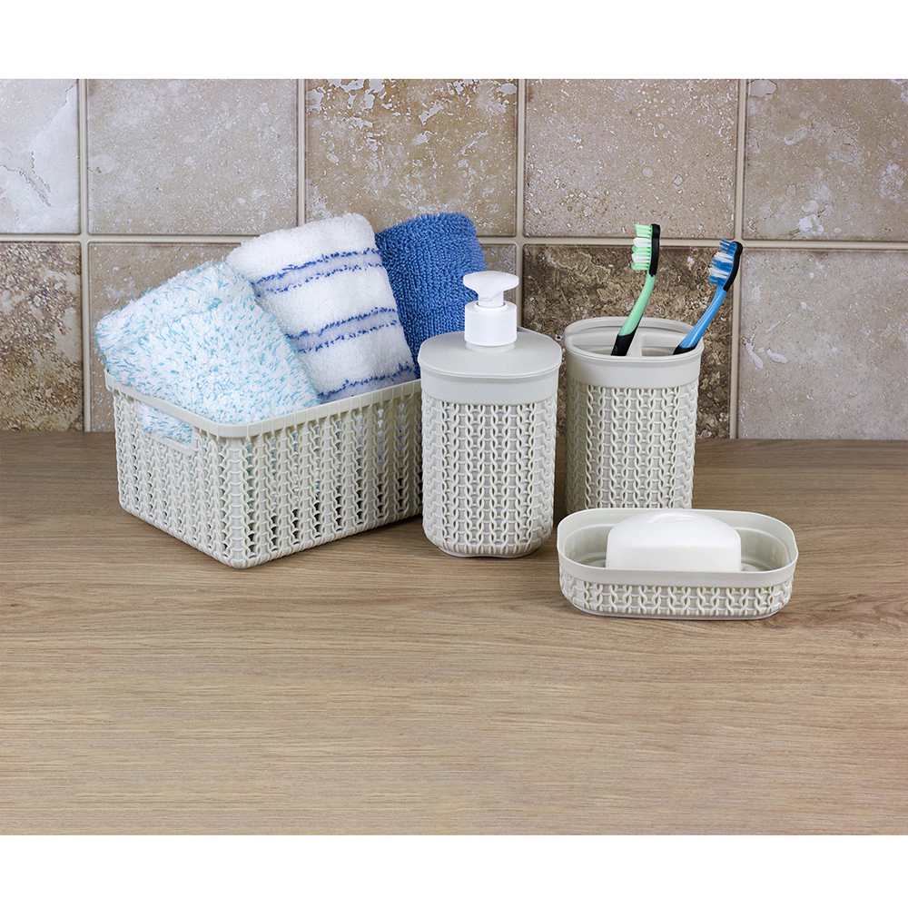 Дозатор для мыла М-Пластика Вязание пластик бежевый