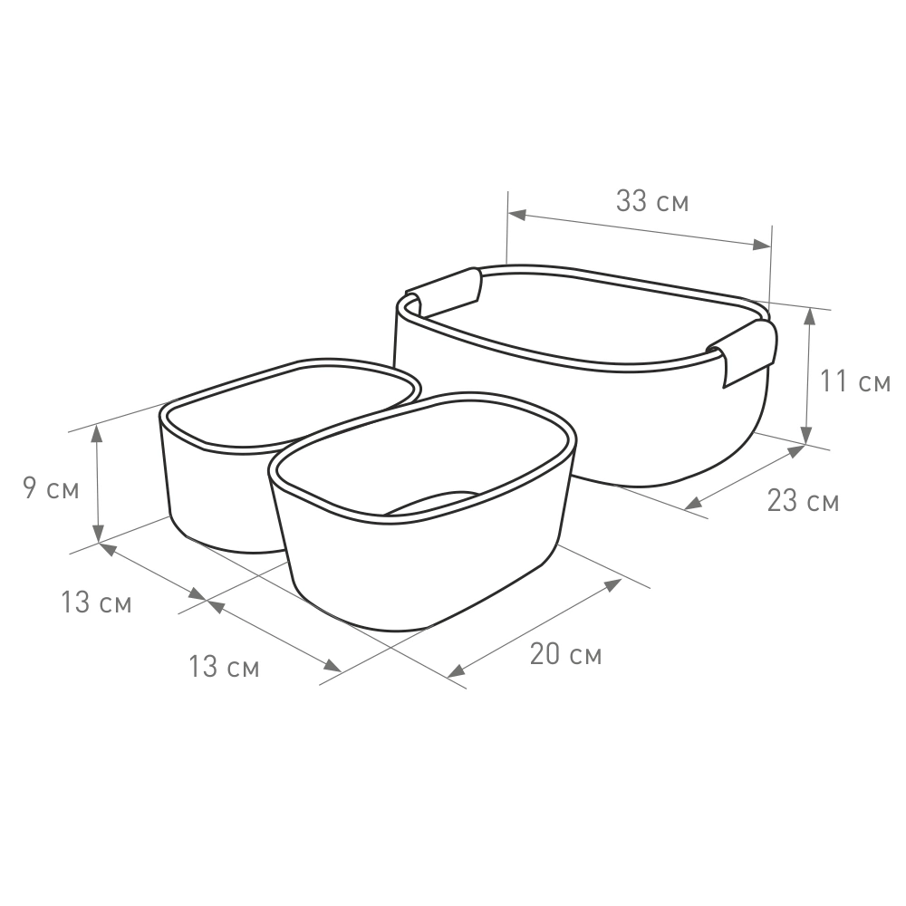 Набор корзин elemento 3 шт хлопок серый, бежевый