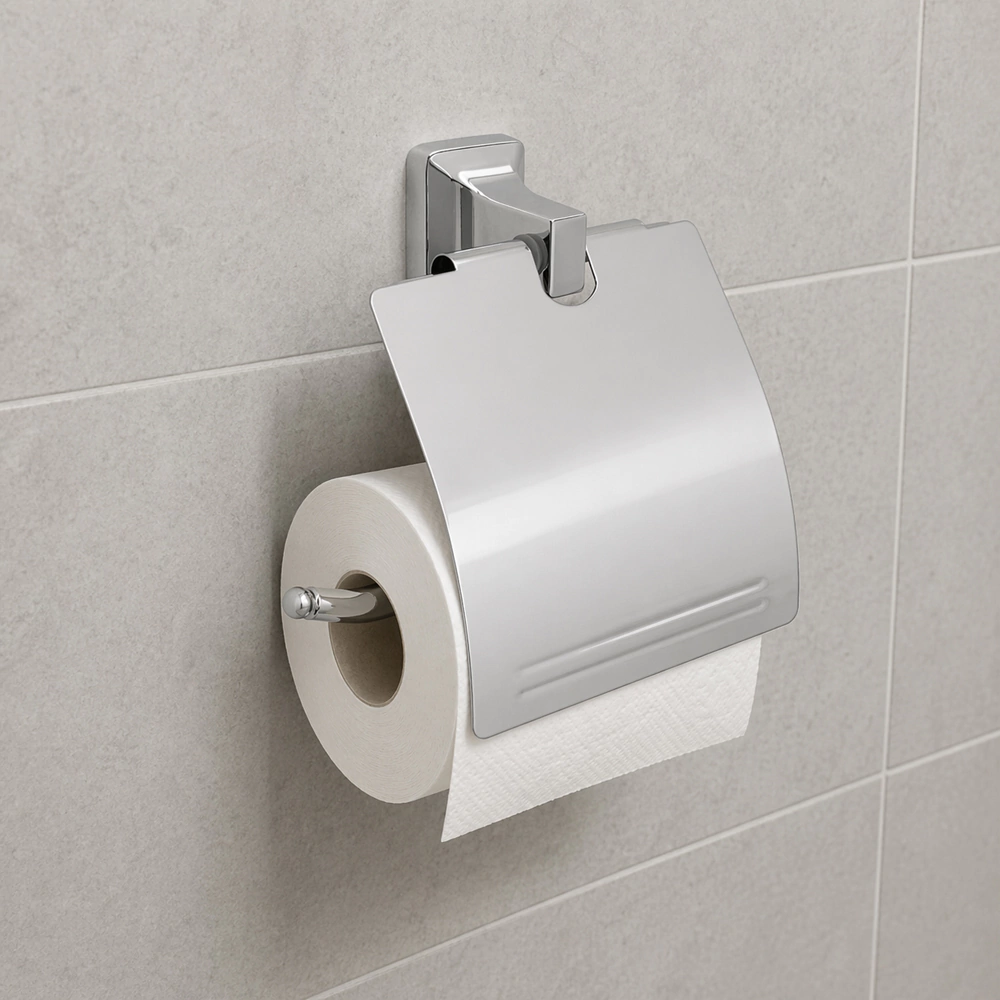 Держатель для туалетной бумаги Bath Plus Prime с крышкой хром